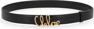 Chlo&eacute; Black Logo Buckle Belt
