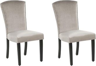 Beliani Set of 2 Dining Chairs PISECO Velvet Grey
