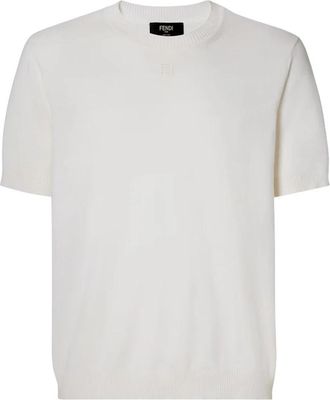 Fendi Embroidered-logo T-shirt - Heren - T-shirts - Wit - M - Tops