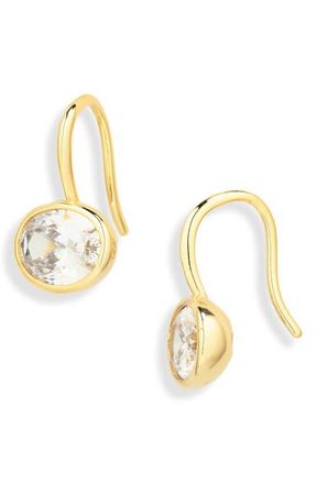 Shashi East to West French Hook Cubic Zirconia Earrings in Gold/Silver at Nordstrom