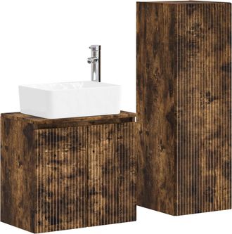 vidaXL Juego De Muebles De Ba&ntilde;o 2 Uds. Roble Ahumado Vidaxl
