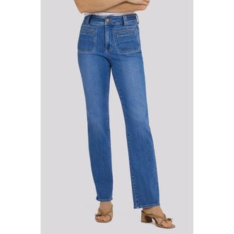 NYDJ Marilyn Welt Pocket High Waist Straight Leg Jeans in Blue Paradise at Nordstrom, Size 12