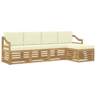 vidaXL Conjunto De Sof&aacute;s De Exterior 5 Pcs Blanco Y Crema Vidaxl