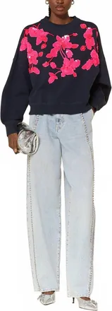 Essentiel Jawel Rhinestone Barrel Jeans In Nile Blue