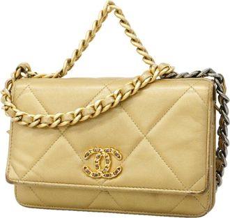 Chanel Brown Leather Chain/Shoulder Wallet (Pre-Owned)