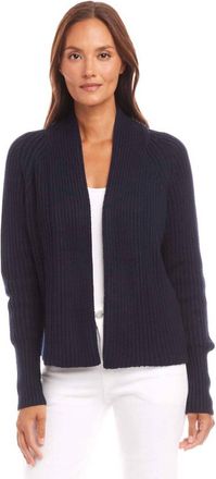 Karen Kane Cropped Open Front Cardigan Sweater In Navy