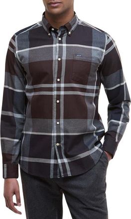 Barbour Dunoon Plaid Slim Fit Button-Down Shirt in Midnight Oak Tartan at Nordstrom, Size Xx-Large