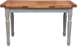 Biscottini International Biscottini - Mesa Extensible De Estilo Country De Madera Maciza De Tilo Armaz&oacute;n Gris Envejecido Plan Acabado Con Efecto Natural
