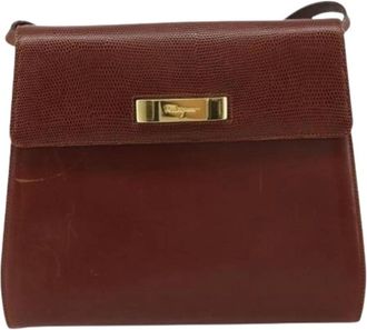 Ferragamo Pre-owned Shoulder Bags, female, Brown, Size: ONE SIZE Pre-owned Gancini shoulder bag