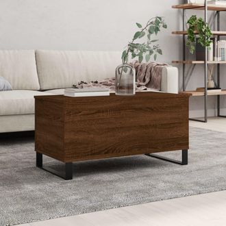 vidaXL Vidaxl - Mesa De Centro Madera Contrachapada Roble Marr&oacute;n 90x44,5x45 Cm