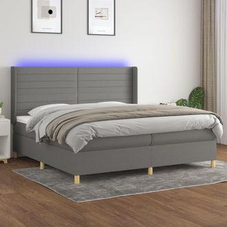 vidaXL Vidaxl - Cama Box Spring Colch&oacute;n Y Luces Led Tela Gris Claro 200x200 Cm