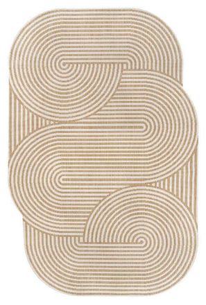 Jonathan Y Designs Margot Modern Geometric Arch Stripe Indoor/Outdoor Shaped Area Rug in Cream/natural at Nordstrom, Size 4Ft 0In X 6Ft 0In