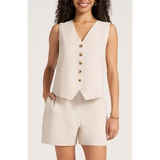 Matty M Davenport Linen Blend Vest in Sand at Nordstrom, Size X-Small