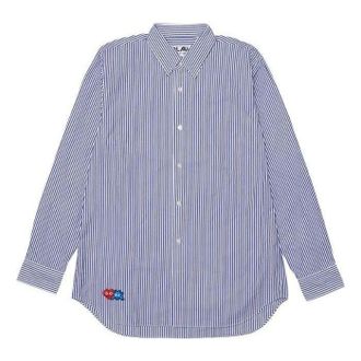 Comme Des Gar&ccedil;ons FW25 Double Pixel Heart Shirt Blue White AZ-B026-051-1