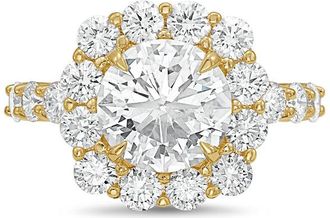 Diana M. Jewels 18kt yellow gold 15.00cts Lab-Grown Round Diamond Halo Ring with Diamond Band