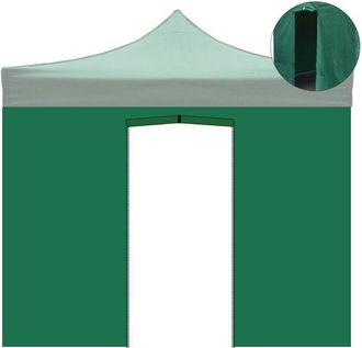 Evergreen Telo Lateral Verde Impermeable Con Puerta Enrollable Para Gazebo Plegable 3x3m