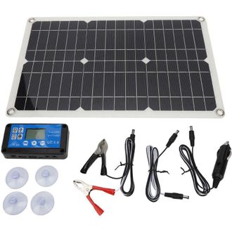 OEM Panel Solar Monocristalino De 100 W Y 18 V - Cargador Usb Port&aacute;til Con 2 Puertos - Kit De 42 X 28 Cm Para Acampada Y Situaciones De Emergencia -crezuo