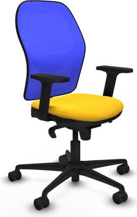 Piqueras y Crespo Piqueras Y Crespo - Jorquera Sincro Malla Azul Similpiel Amarillo Brazos 2d Base Nailon Ruedas 65mm Nailon