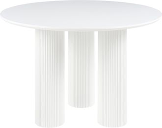 Beliani Mesa De Comedor Redonda Patas Acanaladas Estriadas Dise&ntilde;o Minimalista Mdf 120 Cm Blanco Tulemalu