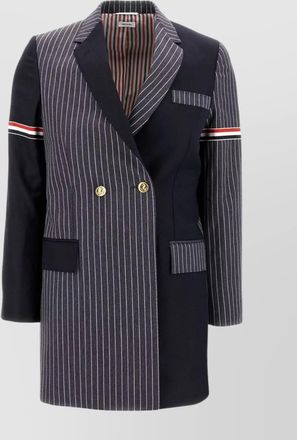 Thom Browne striped wool blazer gold buttons