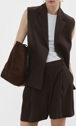 Mango Notch Lapel Vest in Brown at Nordstrom, Size Xx-Large