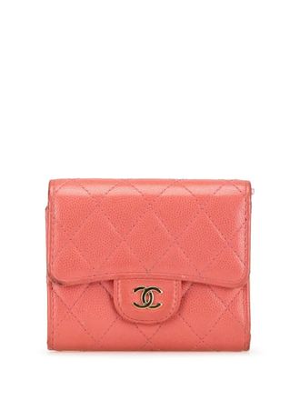 Chanel 2019 CC Quilted Caviar Trifold Wallet small wallets - women - Caviar Leather - One Size - Pink