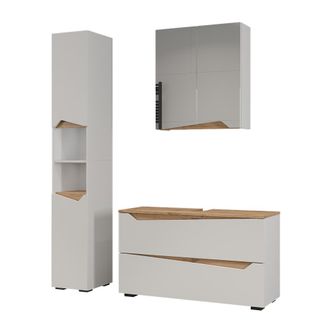 Vicco Juego De Muebles De Ba&ntilde;o De 3 Piezas Marelle, Blanco/roble Artesanal, 3 Partes, Vicco