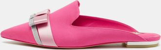 Sophia Webster Pink Satin Andie Bow Flat Mules