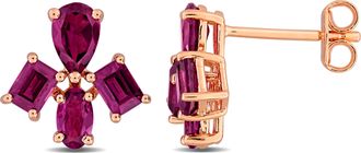 Mimi & Max Multi-Gem Cluster Stud Earrings Sterling Silver