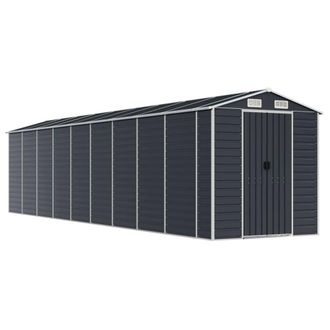 Berkfield Home Garden Shed Anthracite 191x810x198 cm Galvanised Steel in Charcoal | Size: 191 x 810 x 198 cm