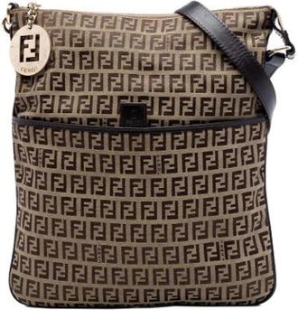 Fendi Pre-owned Canvas Crossbody Bag - Dames - Vintage Schoudertas - Bruin - ONE Size - Leer - Vintage