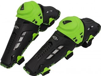 OEM Rodilleras Crypton Ufo 2024/09 Con Bisagra, Negro/verde Fl&uacute;or, Talla Universal - Colecci&oacute;n 2025