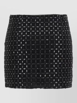 Rotate sequin embroidered mini skirt textured fabric