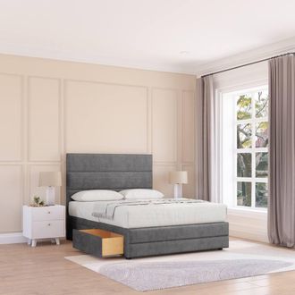 Sloomy Monaco Bed Base No Drawers 12 Footboard & 54 Floor Standing Headboard in Dark Grey | Size: Small Double