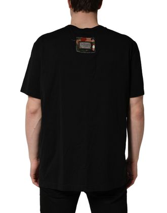 Dolce & Gabbana Mens Black Camouflage Graphic Cotton Crewneck T-Shirt Polyester