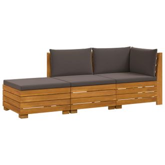 vidaXL Conjunto De Sof&aacute;s De Exterior Con Coj&iacute;n 3 Pieza Marr&oacute;n Vidaxl