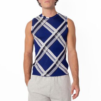 Burberry Check Jacquard-Knitted Silk Vest, Size X-Small