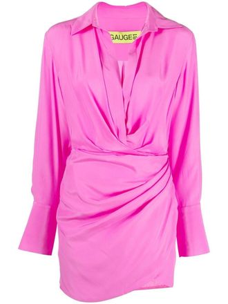 Gauge81 gathered-detail shirt dress - women - Acetate/Cupro/Silk - M - Pink