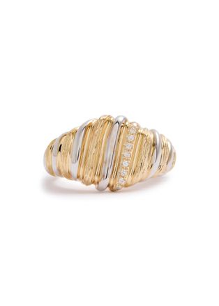 Yvonne Léon Chevalière Gaufrette 9kt Gold and White Gold Ring - 53 (UK N / US 6.75)