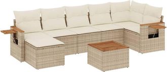 vidaXL Vidaxl - Juego De Sof&aacute;s De Jard&iacute;n Con Cojines Beige 8 Pzas Rat&aacute;n Pe