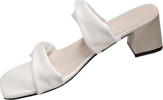 Generic Ladies Heeled Sandals Comfortable Stylish Beach Slippers Solid Color Casual Breathable Versatile Non-Slip Elegant Slip On Sandals Outdoor Leisure