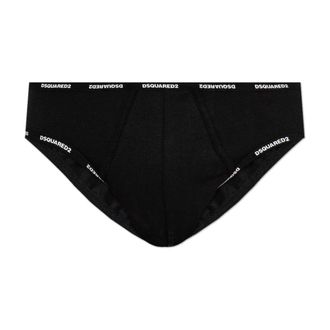Dsquared2 Ondergoed, Heren, Zwart, L, Katoen, Katoenen slips met logo