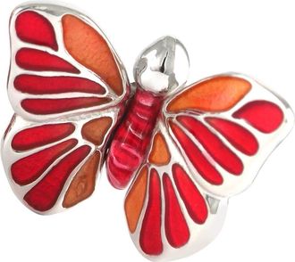 Jan Leslie Hand Painted Enamel Butterfly Sterling Silver Lapel Pin in Red at Nordstrom