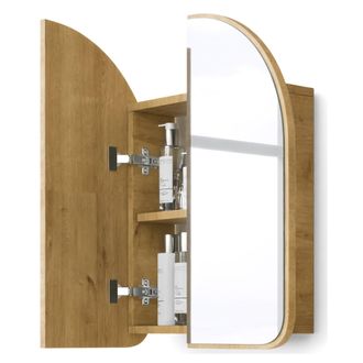 Dmora Mueble Colgante Vigano, Espejo Incluido, Un Estante, 2 Puertas, 60x70h Cm Roble Marr&oacute;n