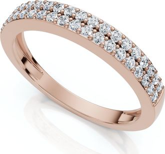 Pompeii3 1/4Ct Pave Double Row Wedding Ring Stackable Band 10k Gold Lab Grown