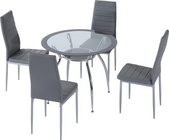 HOMCOM Round Dining Table Set For 4 - Kitchen Table And Chairs With Cushion | TJ Hughes