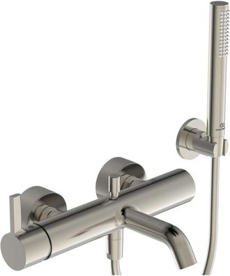 Ideal Mezclador De Ba&ntilde;o Joy Con Ducha De Mano De Bast&oacute;n Plateado Manguera De Ducha Storm Y Soporte De Pared Standard