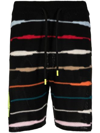 Barrow intarsia-knit logo striped shorts - men - Viscose - S - Black