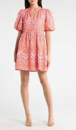 Sugarlips At Sea Jacey Eyelet Babydoll Dress in Pink-Orange at Nordstrom, Size X-Large