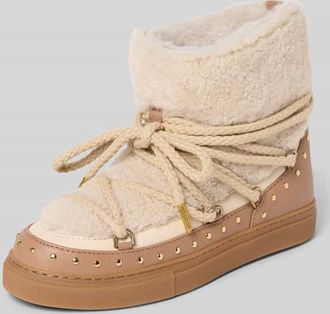 INUIKII Snow Boots aus Leder mit Teddyfell Modell CURLY ROCK in Beige, Größe 36